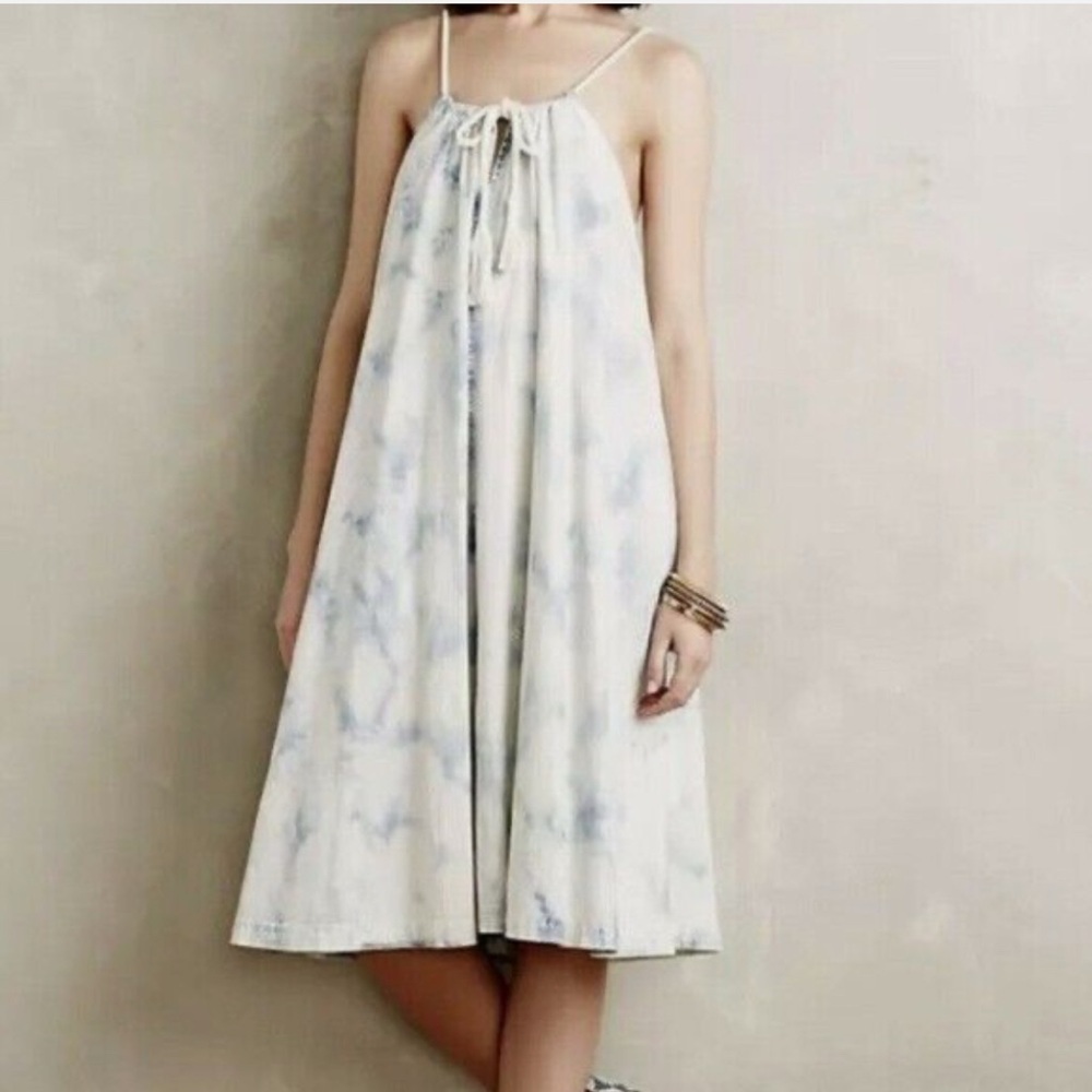 Holding Horses Chambray tie dye swing midi dress with pockets size extra small - Picture 2 of 8